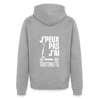 Je Peux Pas J'ai Trottinette Électrique Trot Elec - Veste à capuche bio Premium Unisexe - gris chiné - Dos - Nico (187cm)