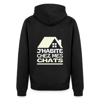 J'habite Chez Mes Chats Je Vis Maison Des Chats - Veste à capuche bio Premium Unisexe - noir - Dos - Nico (187cm)