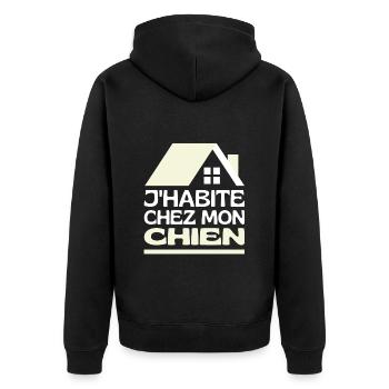 J'habite Chez Mon Chien Je Vis Maison De Mon Chien - Veste à capuche bio Premium Unisexe - noir - Dos - Nico (187cm)