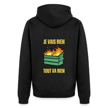 Tout Va Bien Je Vais Bien Mal Feu Benne A Ordures - Veste à capuche bio Premium Unisexe - noir - Dos - Nico (187cm)