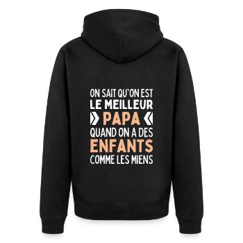 On Est Le Meilleur Papa Quand Enfants Comme Miens - Veste à capuche bio Premium Unisexe - noir - Dos - Nico (187cm)