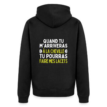 Personne Ne M'arrive À La Cheville Lacet Chaussure - Veste à capuche bio Premium Unisexe - noir - Dos - Nico (187cm)
