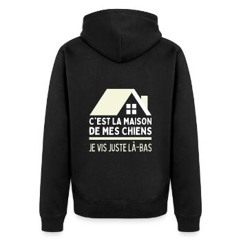 Je Vis Chez Mes Chiens Habite Maison De Mes Chiens - Veste à capuche bio Premium Unisexe - noir - Dos - Nico (187cm)