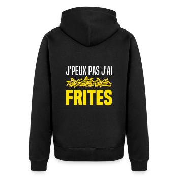 J'Peux Pas J'ai Frite Cornet Frites Pomme De Terre - Veste à capuche bio Premium Unisexe - noir - Dos - Nico (187cm)