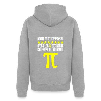 Mot De Passe 8 Derniers Chiffres Pi Nombre Maths - Veste à capuche bio Premium Unisexe - gris chiné - Dos - Nico (187cm)