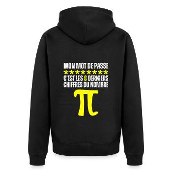 Mot De Passe 8 Derniers Chiffres Pi Nombre Maths - Veste à capuche bio Premium Unisexe - noir - Dos - Nico (187cm)