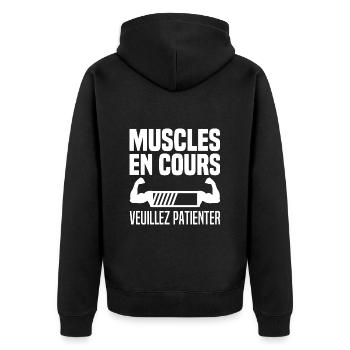 Bientôt Musclé Veuillez Patienter Muscles En Cours - Veste à capuche bio Premium Unisexe - noir - Dos - Nico (187cm)