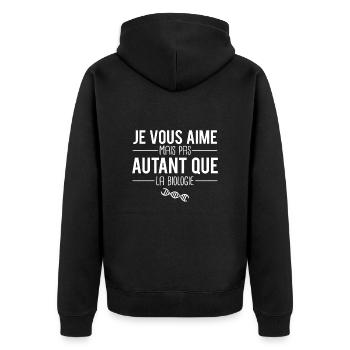 Je vous aime mais pas autant que la biologie - Veste à capuche bio Premium Unisexe - noir - Dos - Nico (187cm)