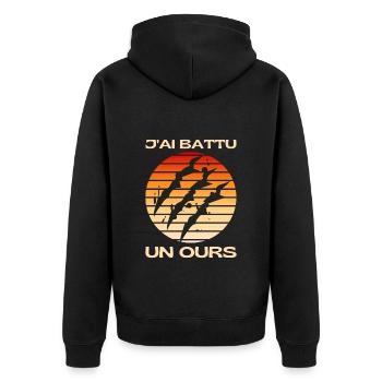 J'ai Battu Un Ours Humour Blessure Rétablissement - Veste à capuche bio Premium Unisexe - noir - Dos - Nico (187cm)