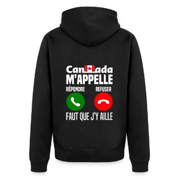 Je Me Barre Au Canada M'appelle Faut Que J'y Aille - Veste à capuche bio Premium Unisexe - noir - Dos - Nico (187cm)