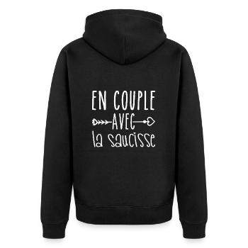 En Couple avec Saucisse, cadeau Fans de Saucisse - Veste à capuche bio Premium Unisexe - noir - Dos - Nico (187cm)