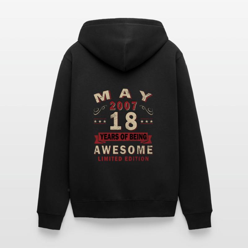 18. Geburtstag Geschenk Mann Original Mai 2007 Unisex Premium Bio Zip Hoodie