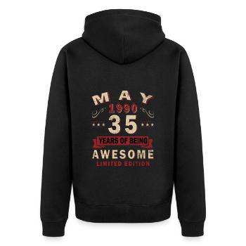 35ème anniversaire cadeau mari Original mai 1990 - Veste à capuche bio Premium Unisexe - noir - Dos - Nico (187cm)