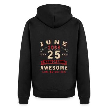 25ème anniversaire cadeau mari Original juin 2000 - Veste à capuche bio Premium Unisexe - noir - Dos - Nico (187cm)