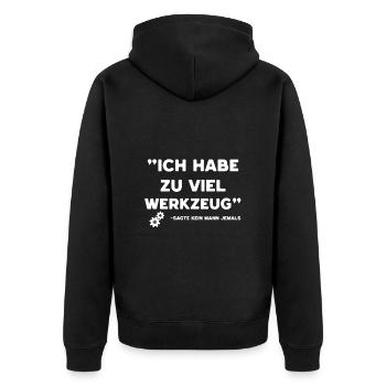 Tools Men DIYers, Craftsmen & Hobbyists - Unisex Premium Organic Zip Hoodie - black - Back - Nico (187cm)