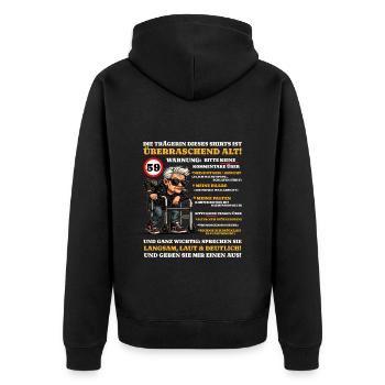 Anniversaire 59 ans Étonnamment vieux - Veste à capuche bio Premium Unisexe - noir - Dos - Nico (187cm)