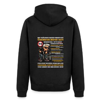 Geburtstag 75 Jahre Überraschend alt - Unisex Premium Bio Zip Hoodie - Schwarz - Hinten - Nico (187cm)