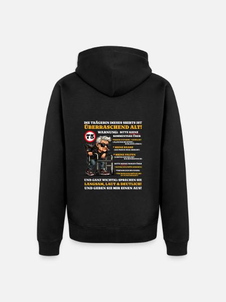 Compleanno 75 anni Sorprendentemente vecchio - Felpa con cappuccio ecologica premium unisex - nero