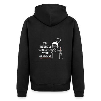 Je corrige silencieusement votre grammaire - Veste à capuche bio Premium Unisexe - noir - Dos - Nico (187cm)