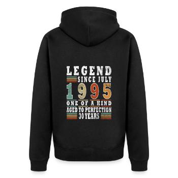 Juillet 1995 Cadeau 30e anniversaire Juillet - Veste à capuche bio Premium Unisexe - noir - Dos - Nico (187cm)