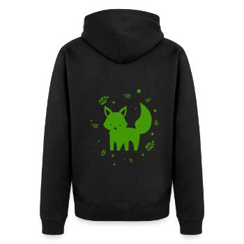 Fuchs - Tier - Zoo - Tierfreund - Naturschutz - Unisex Premium Bio Zip Hoodie - Schwarz - Hinten - Nico (187cm)