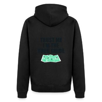 Glaub mir, ich bin der Reiseleiter - Unisex Premium Bio Zip Hoodie - Schwarz - Hinten - Nico (187cm)