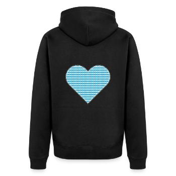Bayrisches Herz als Patches - Unisex Premium Bio Zip Hoodie - Schwarz - Hinten - Nico (187cm)