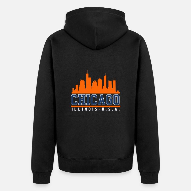Chicago Illinois Skyline - Veste à capuche bio Premium Unisexe - noir