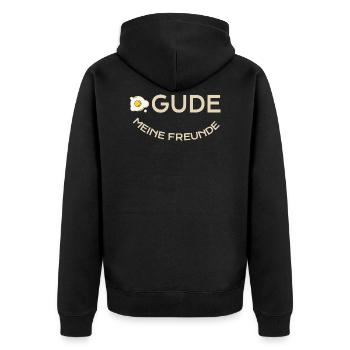 Hessen: EI Gude - Unisex Premium Bio Zip Hoodie - Schwarz - Hinten - Nico (187cm)