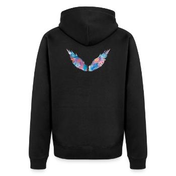angelwings,flügel,aquarell,rot,engelsflügel - Unisex Premium Bio Zip Hoodie - Schwarz - Hinten - Nico (187cm)