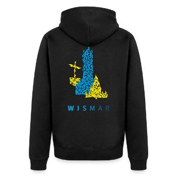 Wismar triangle Illustration blue yellow - Unisex Premium Organic Zip Hoodie - black - Back - Nico (187cm)