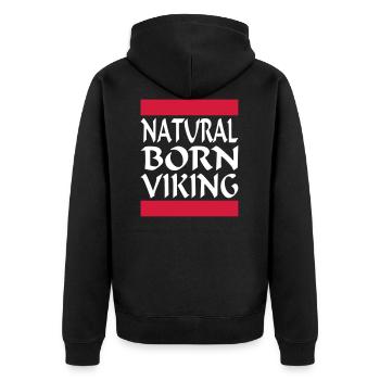 Natural Born Viking 2 - Unisex Premium Bio Zip Hoodie - Schwarz - Hinten - Nico (187cm)