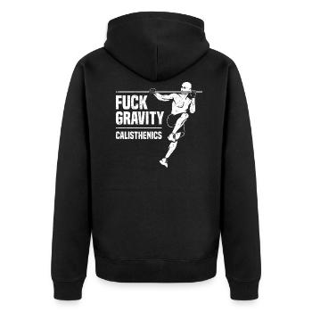 Gravity enculer - Calisthenics - Veste à capuche bio Premium Unisexe - noir - Dos - Nico (187cm)