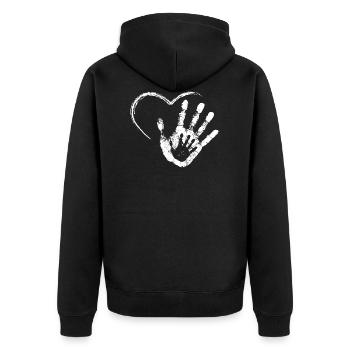 Hand on heart - Unisex Premium Organic Zip Hoodie - black - Back - Nico (187cm)