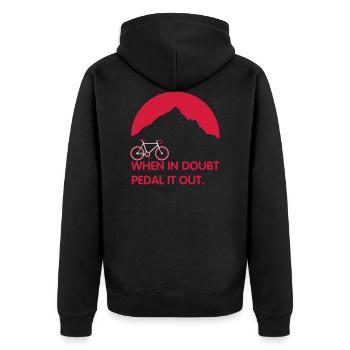 When in doubt pedal it out - For cyclists - Unisex Premium Organic Zip Hoodie - black - Back - Nico (187cm)