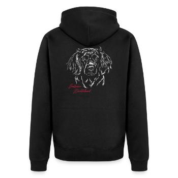 DEUTSCHER WACHTELHUND Wilsigns Jagdhund Jäger - Unisex Premium Bio Zip Hoodie - Schwarz - Hinten - Nico (187cm)