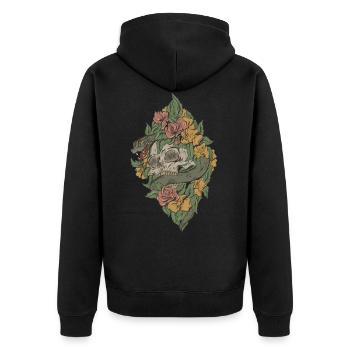 Motiv mit Schlange und Totenkopf - Unisex Premium Bio Zip Hoodie - Schwarz - Hinten - Nico (187cm)