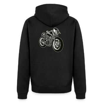 Cafe Racer Motorcycle 01_black white - Unisex Premium Organic Zip Hoodie - black - Back - Nico (187cm)