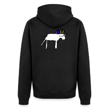 Beautiful scribbled unicorn - Unisex Premium Organic Zip Hoodie - black - Back - Nico (187cm)