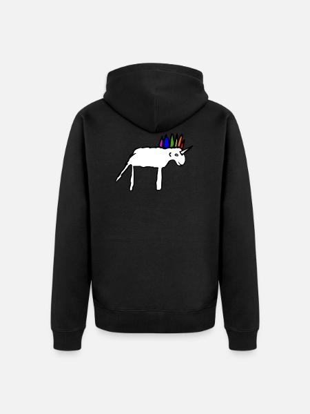 Beautiful scribbled unicorn - Unisex Premium Organic Zip Hoodie - black