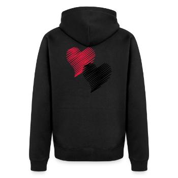 2 Herzen - Unisex Premium Bio Zip Hoodie - Schwarz - Hinten - Nico (187cm)