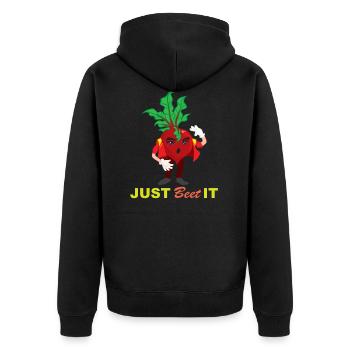 Gemüse Lustige Rote Bete Trend Funny Geschenk - Unisex Premium Bio Zip Hoodie - Schwarz - Hinten - Nico (187cm)