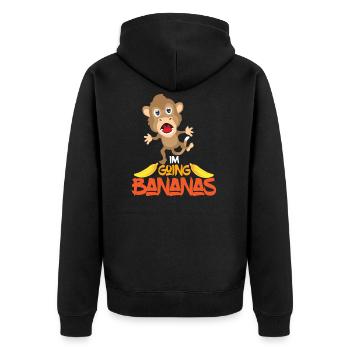 Affe Schimpanse Monkey Lustig Banane Fun Geschenk - Unisex Premium Bio Zip Hoodie - Schwarz - Hinten - Nico (187cm)