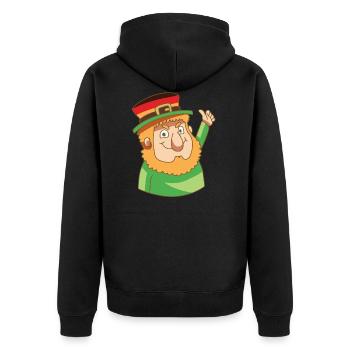 Kobold Fabel Leprechaun Flagge Germany Geschenk - Unisex Premium Bio Zip Hoodie - Schwarz - Hinten - Nico (187cm)