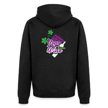 Mom Needs Wine Mother's Day Mom Gift - Unisex Premium Organic Zip Hoodie - black - Back - Nico (187cm)