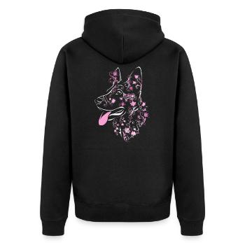 FlowerShepherd Rose - Unisex Premium Organic Zip Hoodie - black - Back - Nico (187cm)