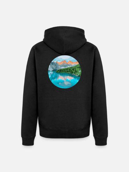Berge und See - Unisex Premium Bio Zip Hoodie - Schwarz