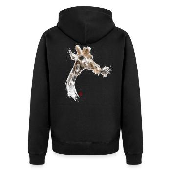 Skizzenhafte Giraffe - Unisex Premium Bio Zip Hoodie - Schwarz - Hinten - Nico (187cm)