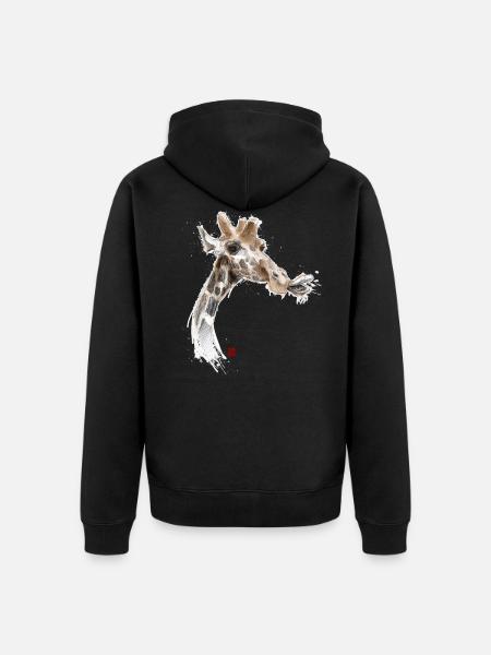 Sketchy Giraffe - Unisex Premium Organic Zip Hoodie - black