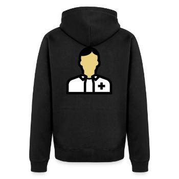 Personnel infirmier, infirmière, soignant, médecin, - Veste à capuche bio Premium Unisexe - noir - Dos - Nico (187cm)